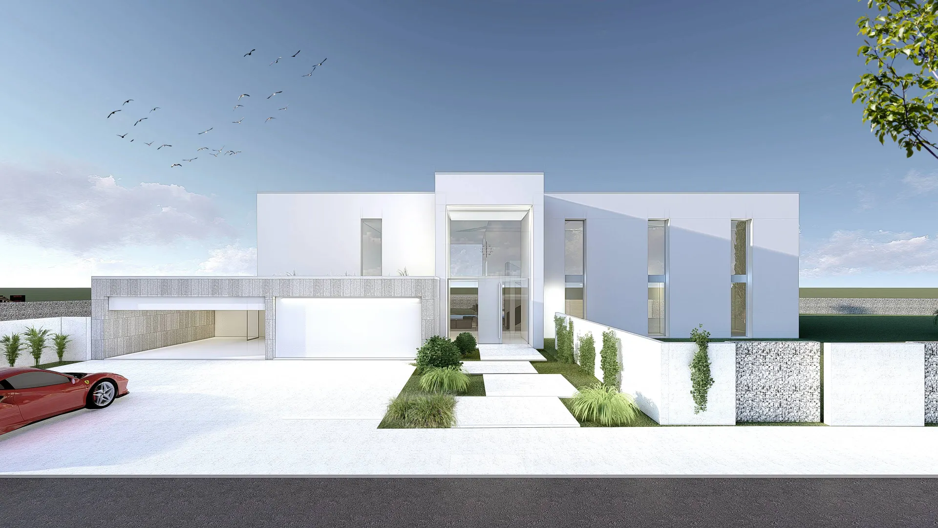 Rodinná vila Malá Ida - moderná minimalistická architektúra s gabionovými prvkami